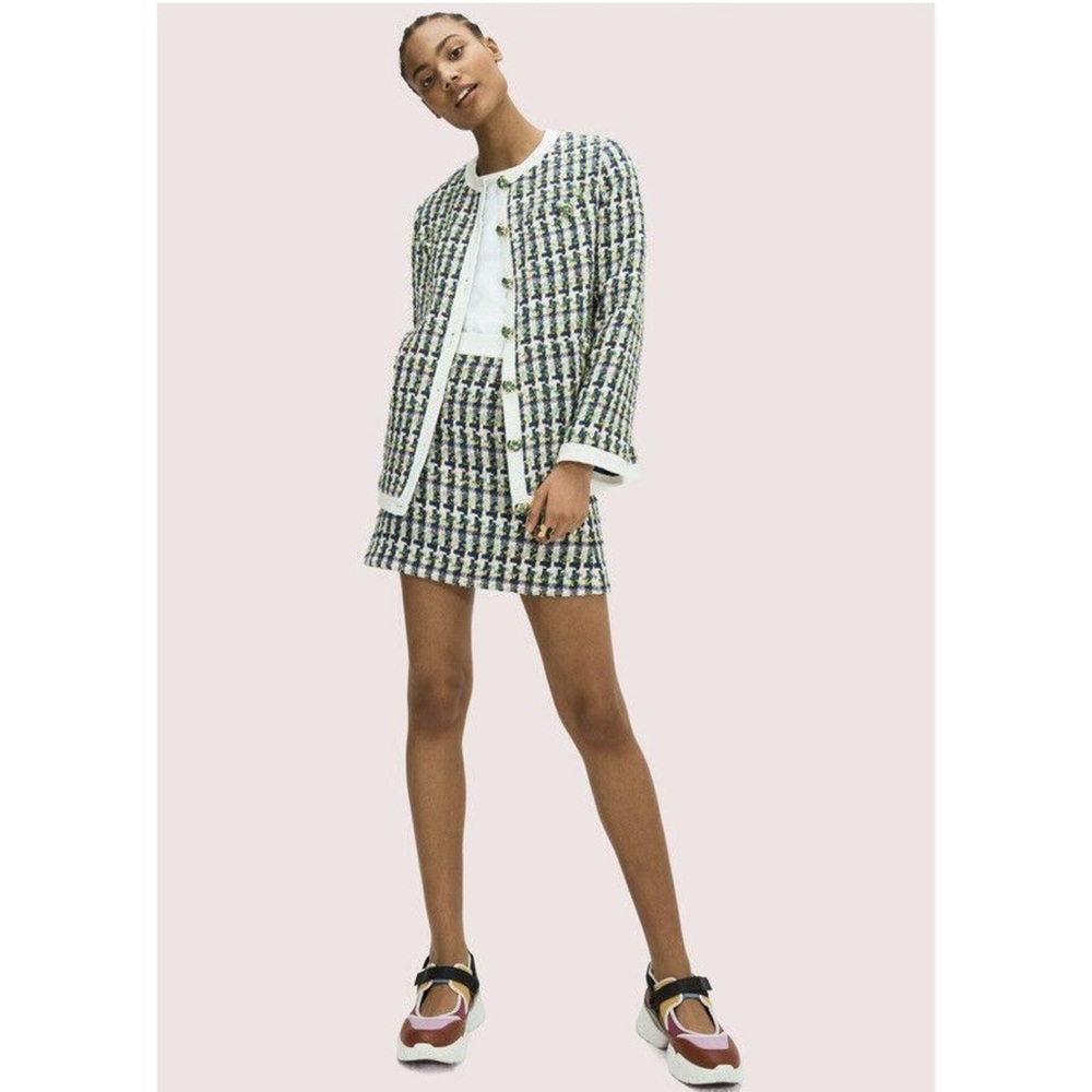Kate Spade NEW YORK Pop Tweed Topper Jacket +skirt Juniper